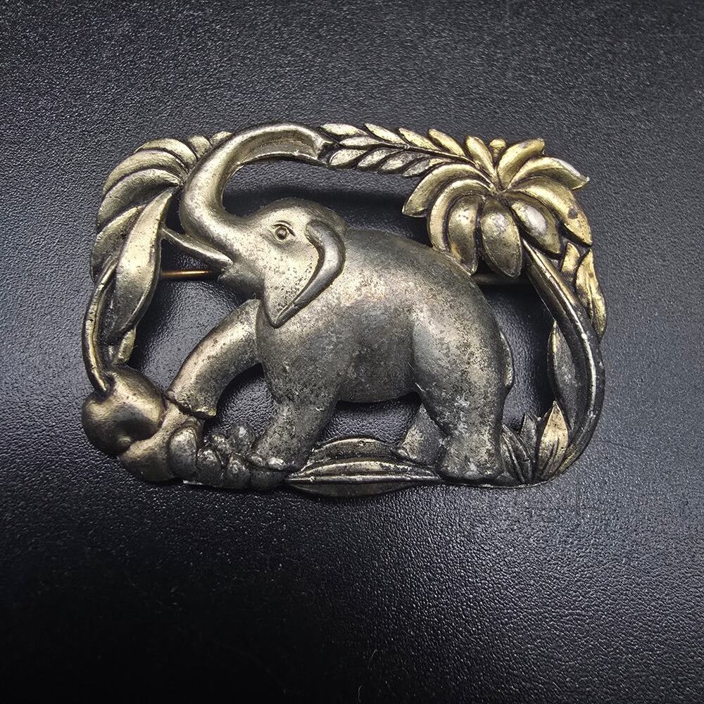 Little Nemo Silver Tone Elephant Brooch Vintage Costume Jewelry Safari Animal